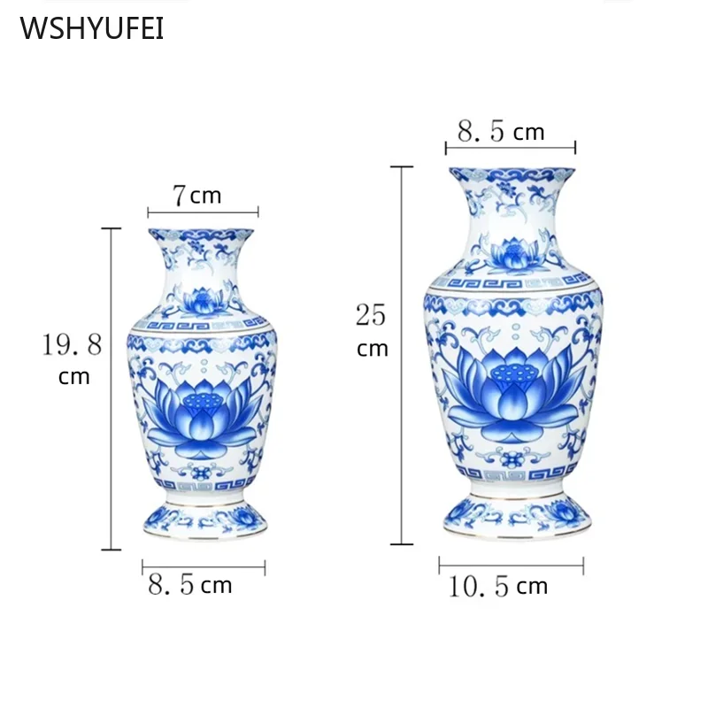 Сине-белая фарфоровая ваза керамическая Цветочная композиция коридора Будды