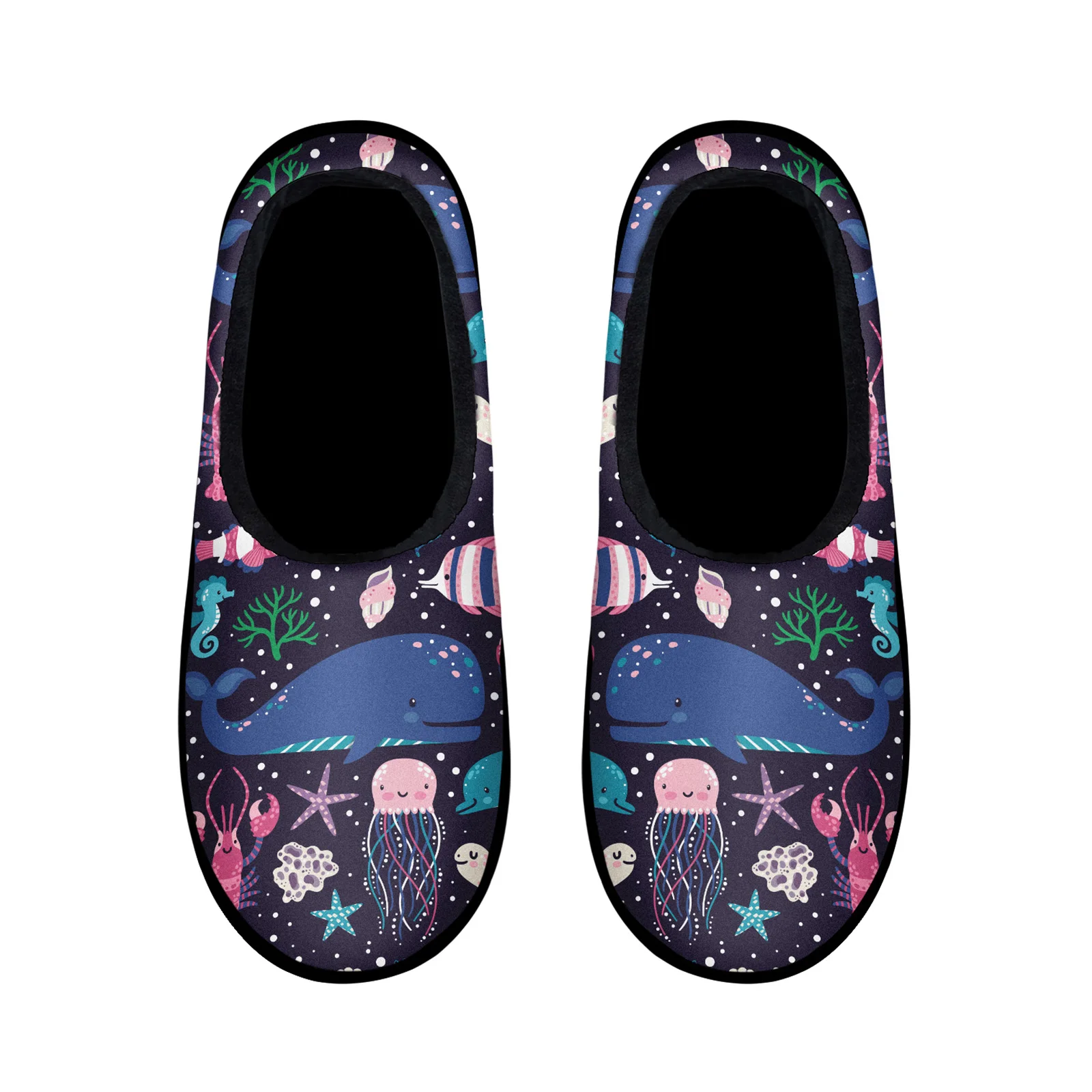 Тапки с китами для женщин удобные пушистые домашние тапочки теплые женские