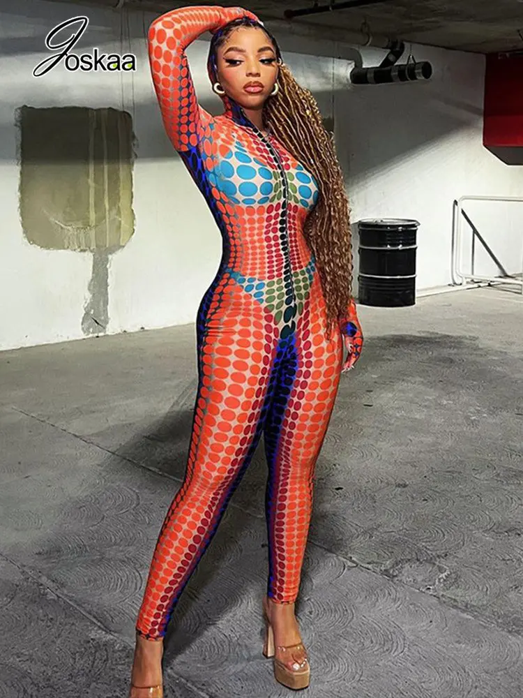 

Женский комбинезон в горошек Joskaa, комбинезон с капюшоном и длинными рукавами, Весенняя коллекция 2023 года, модный уличная одежда в стиле Харадзюку