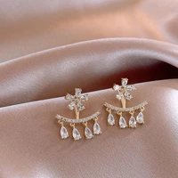 korea new design fashion jewelry exquisite luxury aaa zircon flower tassel earrings elegant womens prom party accessories