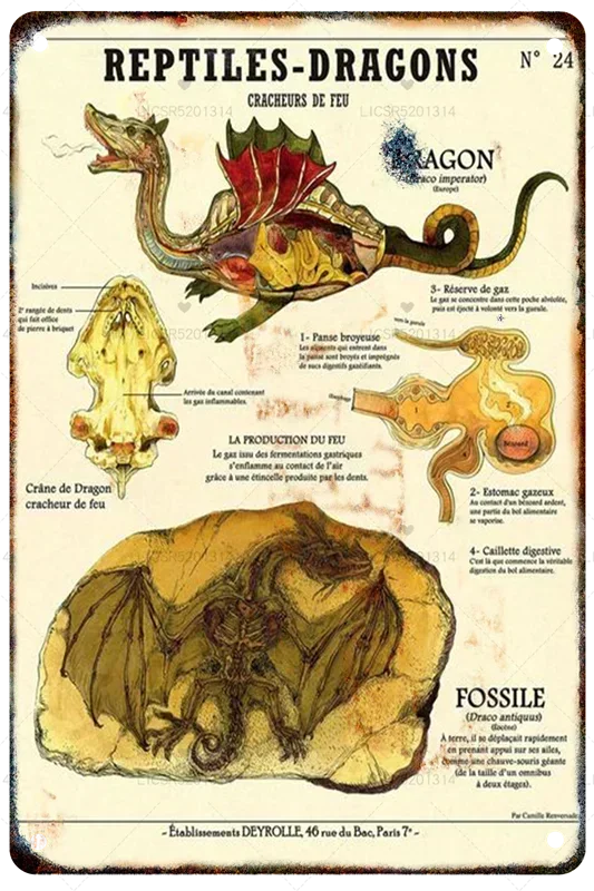 Винтажная Металлическая Вывеска В Форме Животного-единорог Дракон Dementor