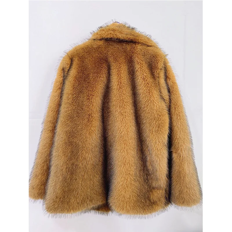 2022 Popular Autumn/winter New Fashion Imitation Fur Mid-length Faux Fur Coat Suit Warm Jacket Jaqueta Feminina Inverno