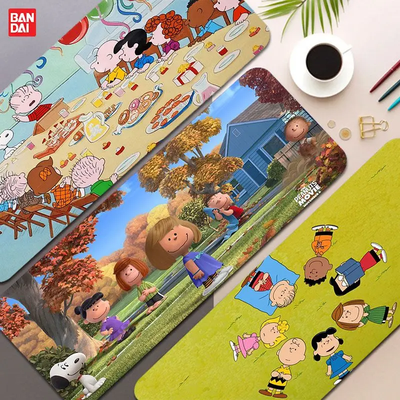 

BANDAI Snoopy INS Tide Large Desktop Desk Mat Kawaii Gaming Accessories Students Writing Pad for PC Gamer Mousemat