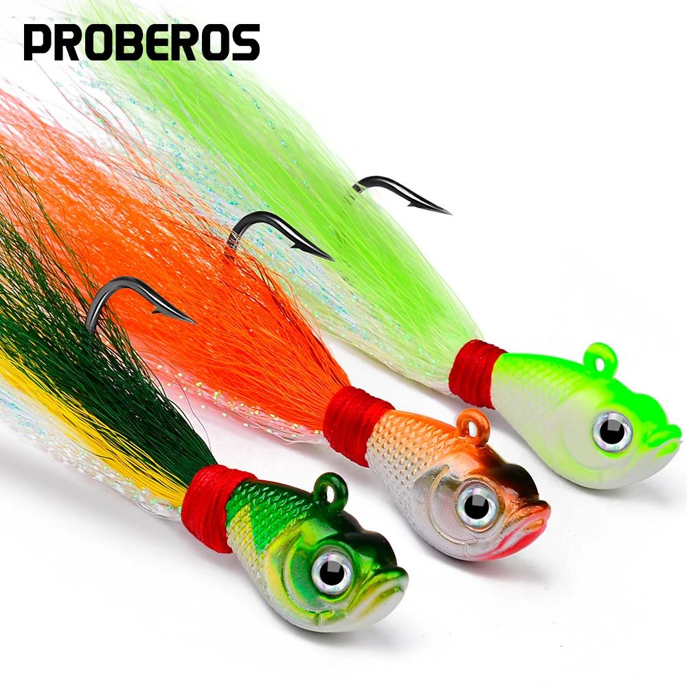 Ful Tail Jig Head Hooks 7g-56g Deer Hair Fishing Hook Barbed Fishhooks Bottom Fishing Accessories