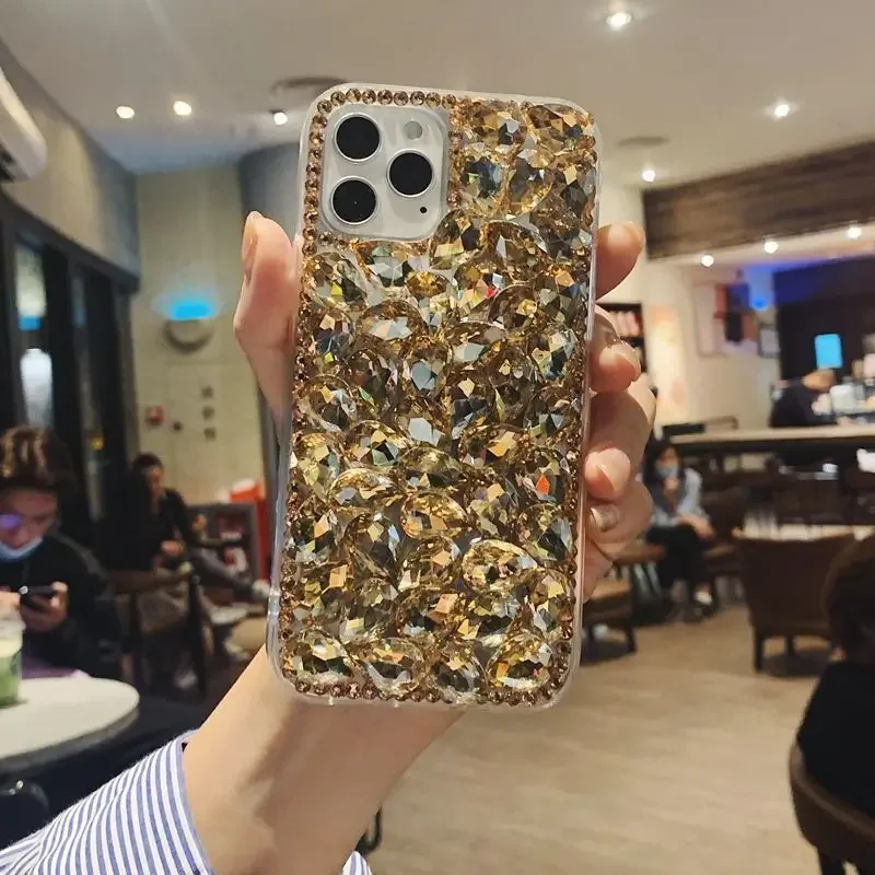 Чехол цвета шампанского со стразами для Iphone 14 12 13 11 15 Pro Max Xs Xr 6 7 8 SE 2020 чехол Bling Diamond