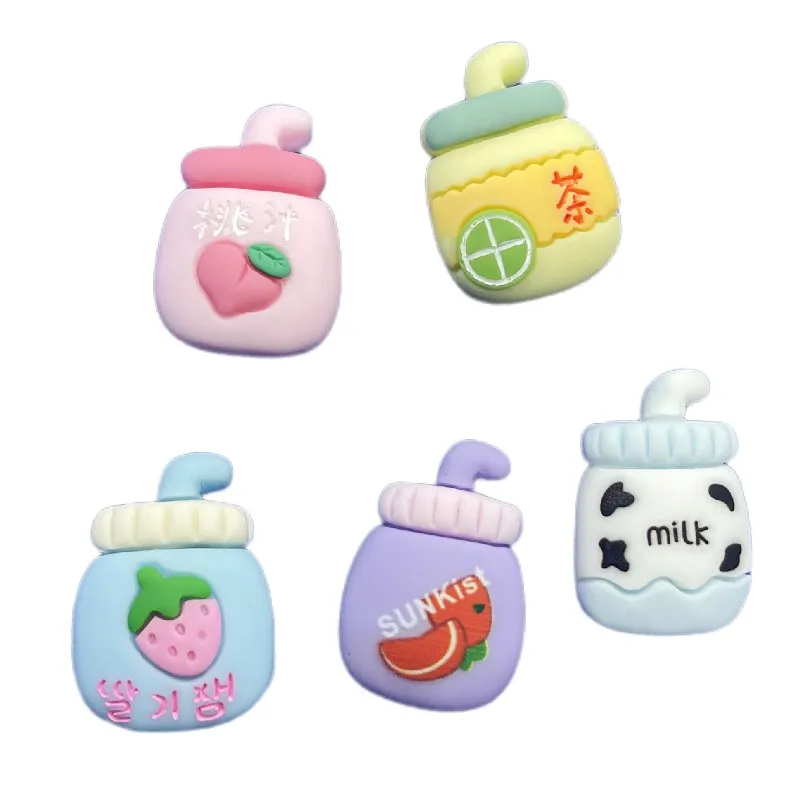 

5 шт., имитация бутылки для молока и напитков, кабошон с плоским основанием из смолы, искусственная еда, «сделай сам», аксессуары для изготовл...