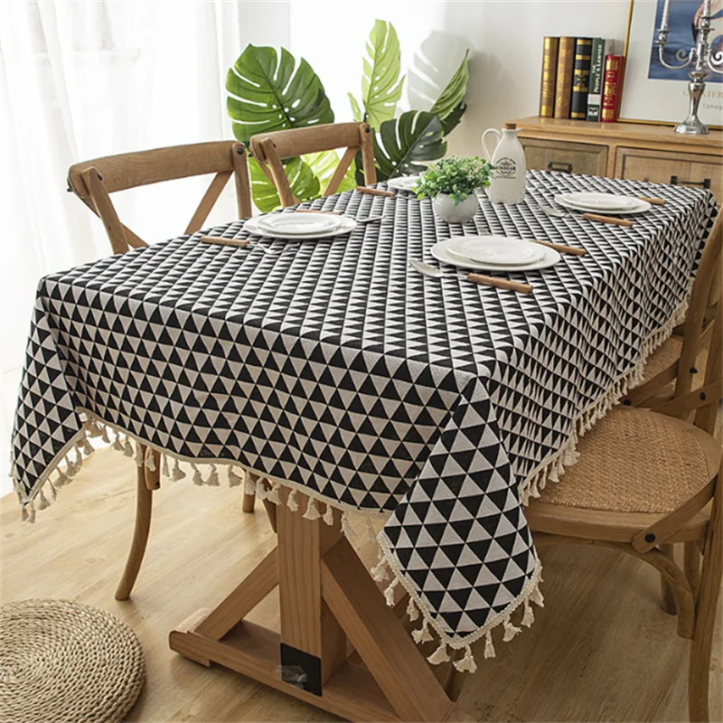 

Modern Simple Style Dirty Resistant Grid Pattern Desk Cloth Picnic Cloth Fashion Coffee Rectangle Table Cloth