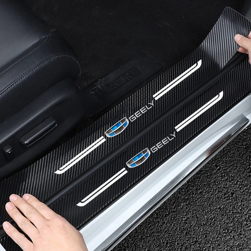 

5pcs for Geely Atlas Coolray Mk Cross GC6 Car Door Sill Carbon Fiber Protector rear bumper Strip Threshold Stickers Accessories