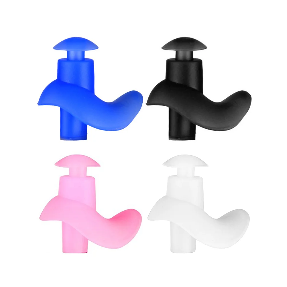 

4 Pairs of Professional Swimming Ear Plugs Waterproof Reusable Silicone Earplugs for Adult (Blue + Black + White + Pink)