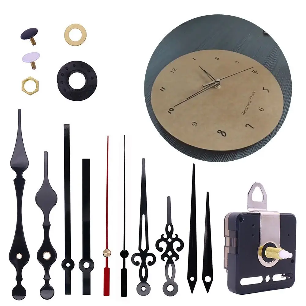 Тихие черные часы часовой механизм сканирование секунд с 4 комплектами