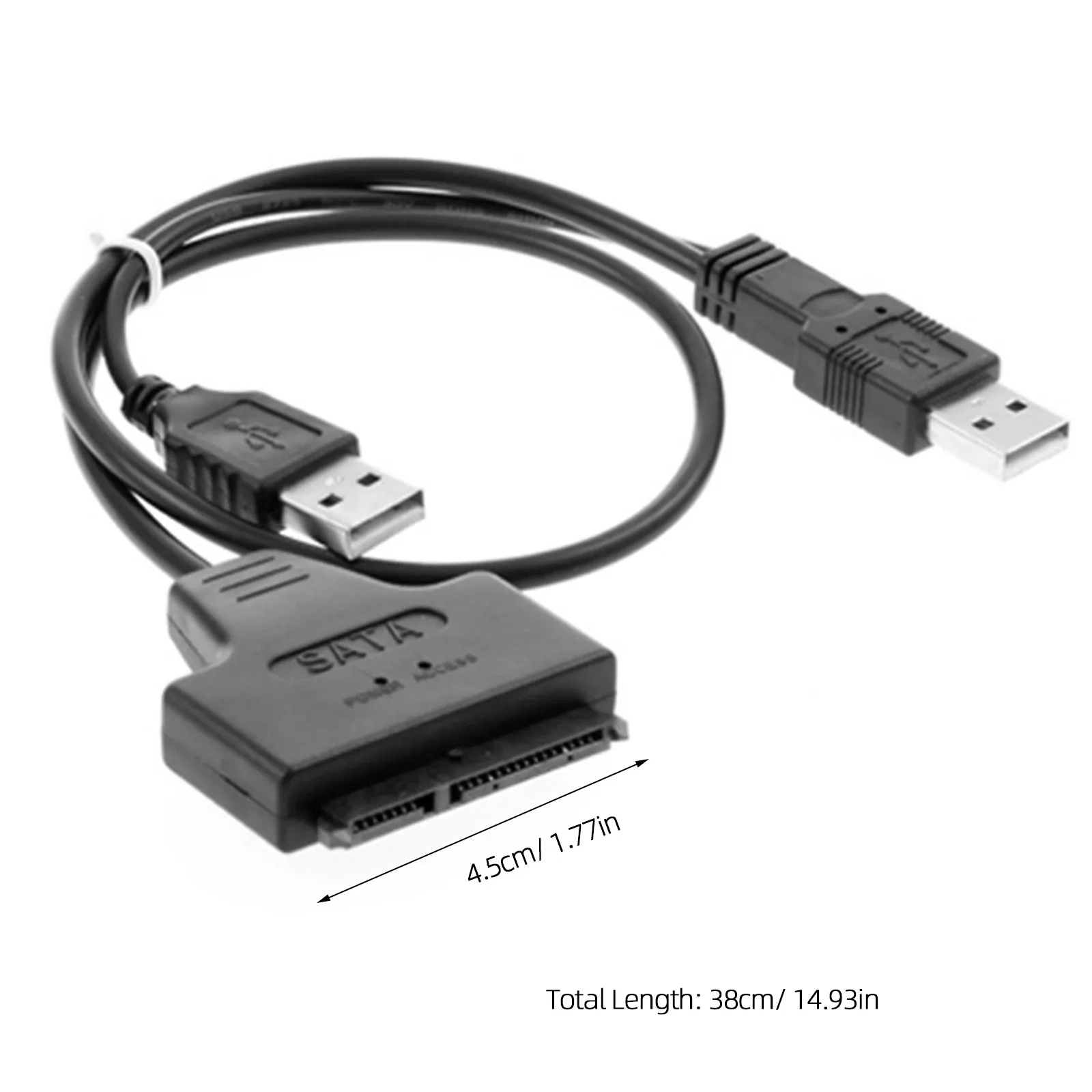 Фото Кабель-адаптер USB 2.0, длина 51 см, Y-образный, с поддержкой питания USB, для 2,5-дюймовых HDD/SSD, скорость передачи данных 480 Мбит/с, совместимость с XP и Windows №2