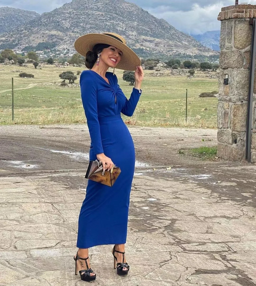 

Женское вечернее платье до щиколотки с оборками и длинным рукавом