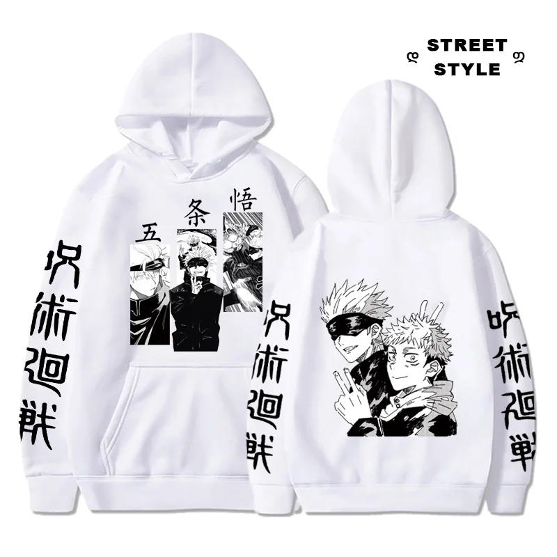

New Jujutsu Kaisen Hoodie Gojou Satoru Print Hooded Pullovers Hip Hop Tops Harajuku Loose Long Sleeve Man Casual Fashion Clothes