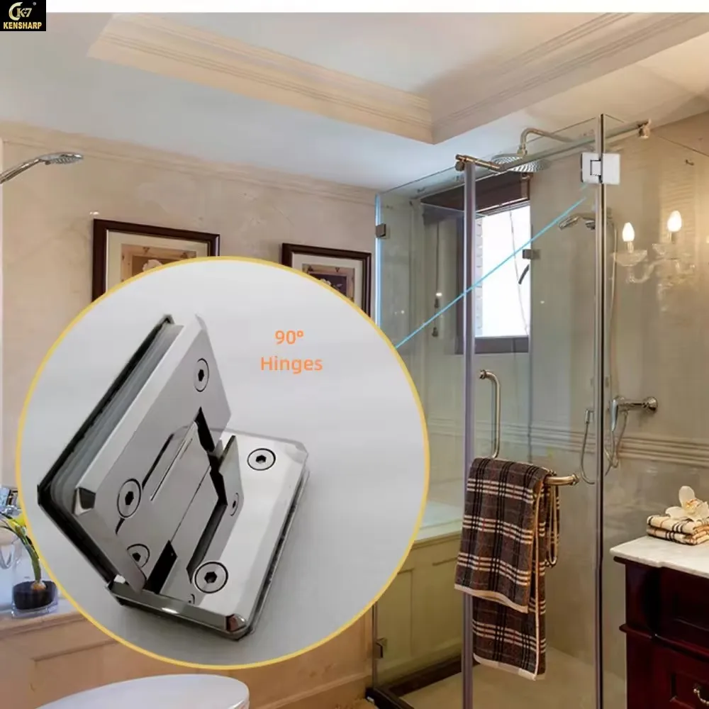 Гидравлическая бескаркасная душевая дверь Kensharp двухсторонний шарнир из