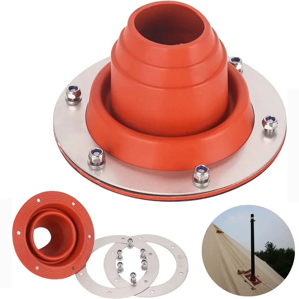 

Tent Stove Chimney Pipe Anti-Scald Silicone Ring Insulation Cover Camping Stove Jacket Hole Fire Resistant Tube for Dia.4.5-10cm
