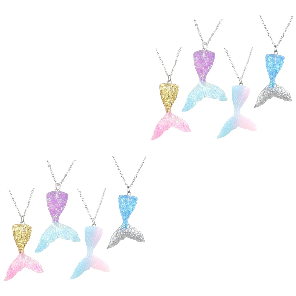 

8 Pcs Mermaid Necklace Stainless Steel Necklaces Boys Chain Kids Tail Resin Women Little Birthday Party Supplies Child Cars