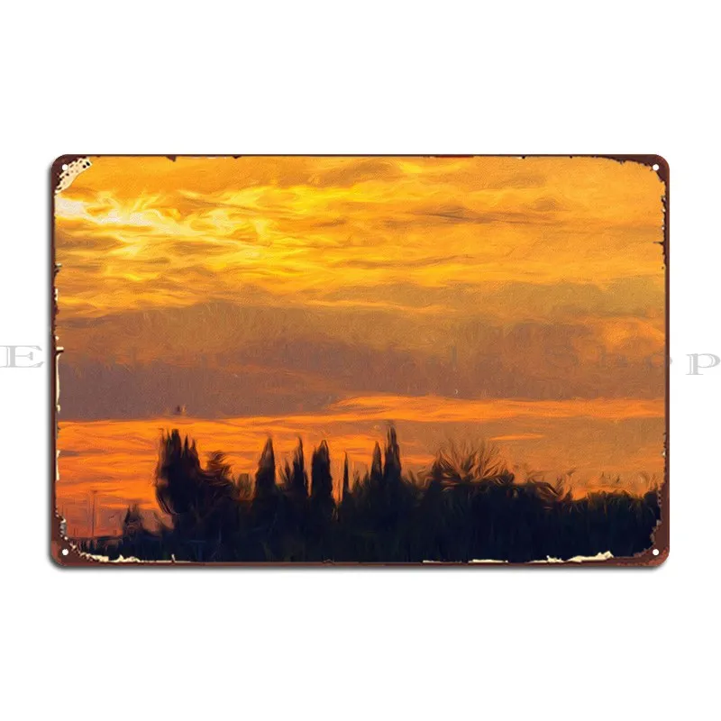

Sunset At The Countryside Metal Plaque Poster Painting Home Cinema Printing Living Room Tin Sign Poster