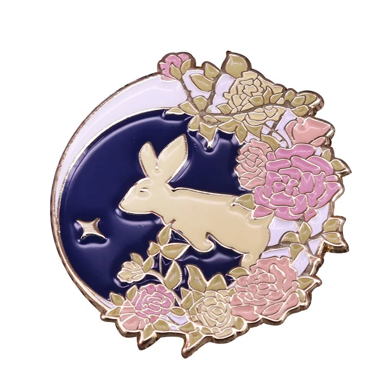 Жесткие эмалированные булавки в виде милой красивой девушки с Луной