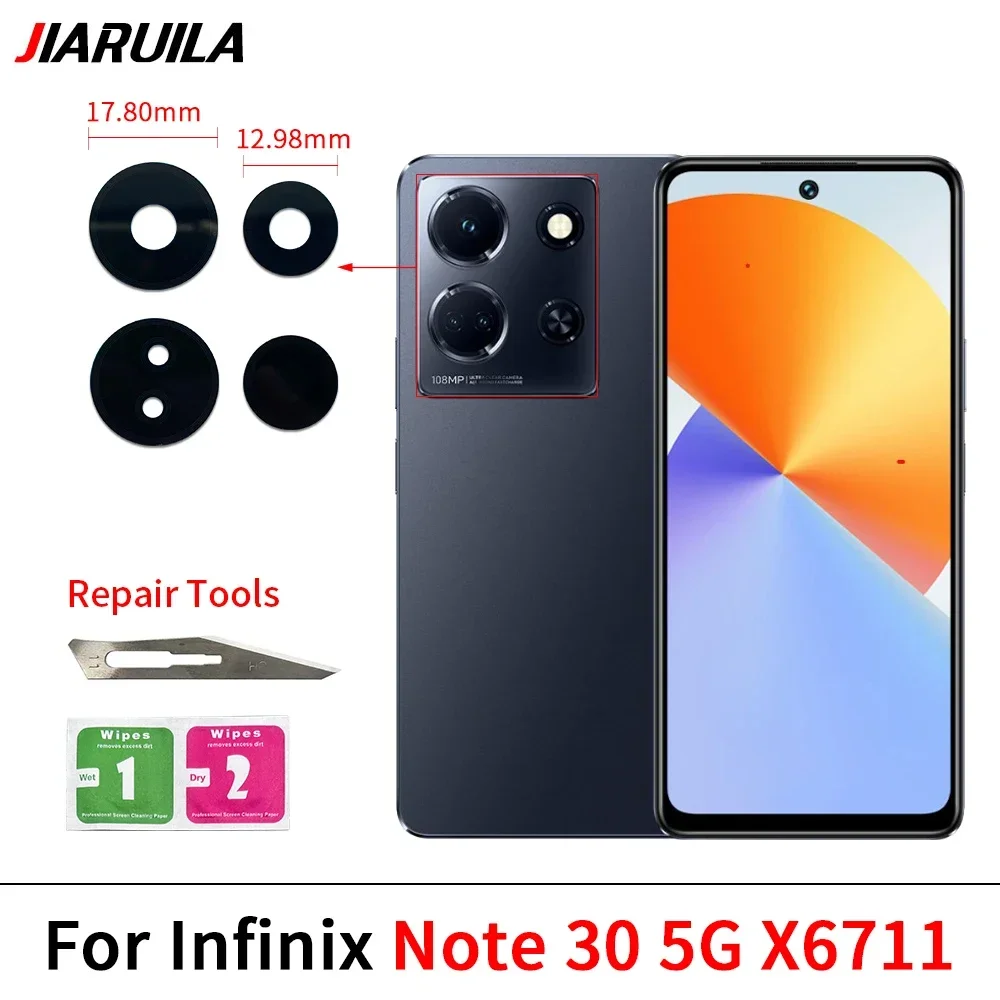 Фото Стеклянная линза задней камеры с клеевым слоем для Infinix Note 30 4G 5G 40 Pro 5G X6833B X6832 X6851 X693 X698 X663 X683 X670 №3