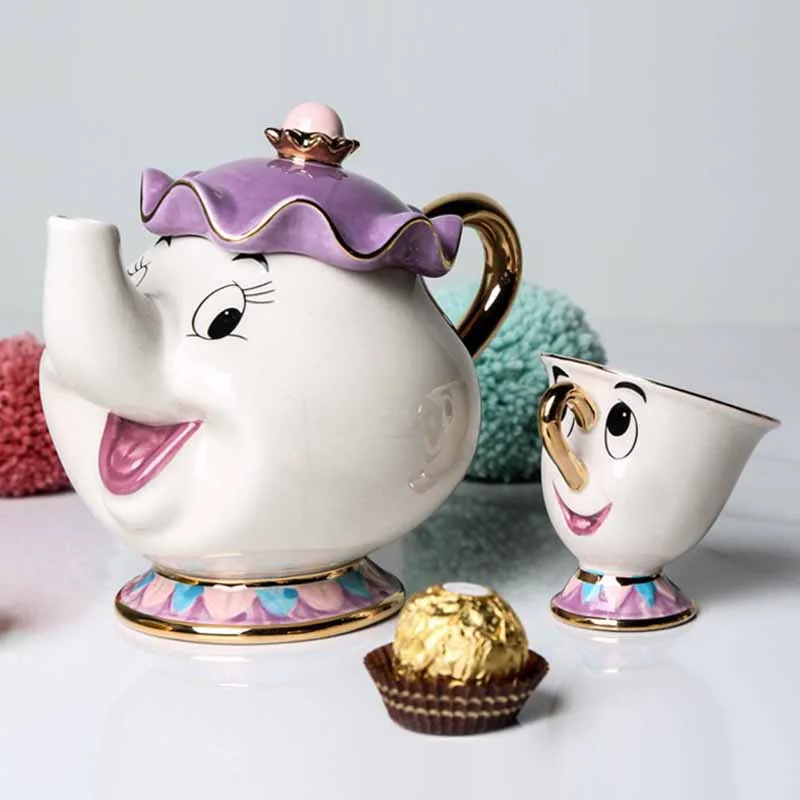 

Мультяшный чайник Красавица и чудовище, кружка, набор чайных кружек и чашек, керамическая чашка, 1 комплект, чашка, чайный набор, кофейная чаш...