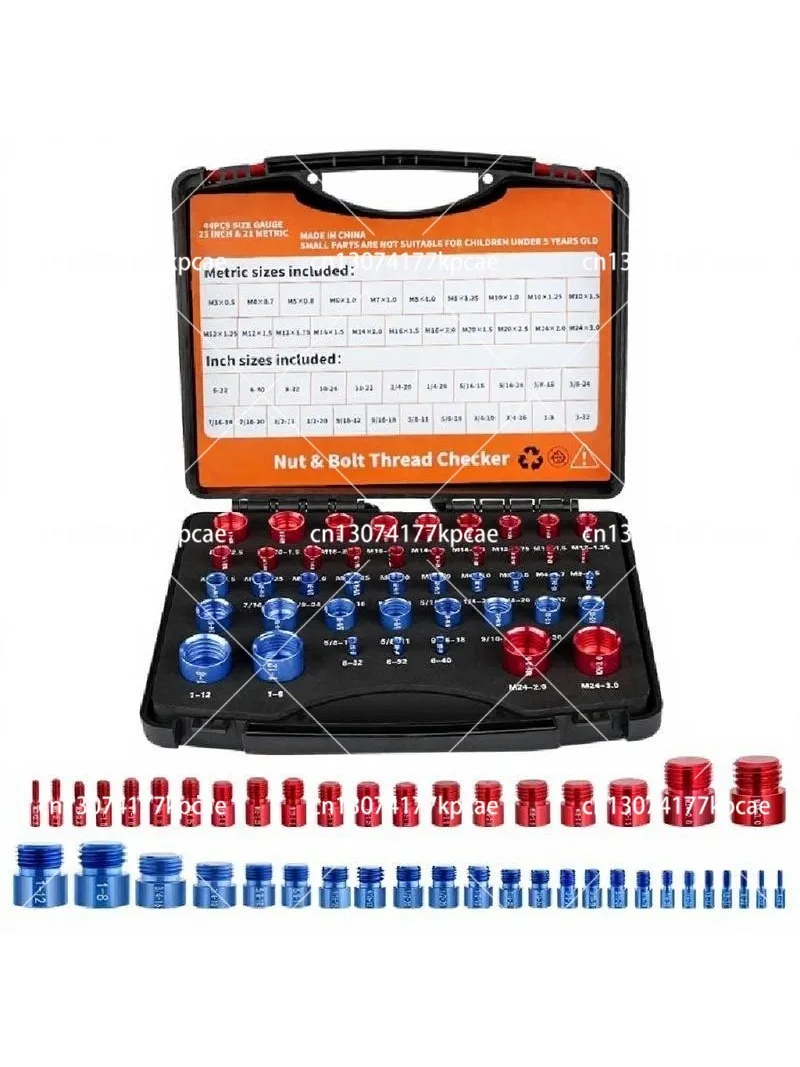 Фото Проверитель резьбы гаек и болтов, калибр Гонцзы, метрический и британский, набор из 44 предметов №1