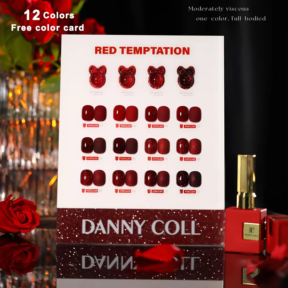 Красный 12 шт. набор гибридных гель-лаков принадлежности для маникюра