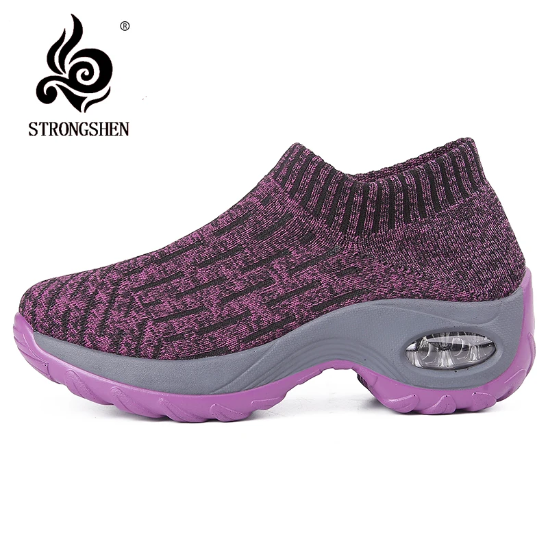 STRONGSHEN Women Shoes Flat Casual Non-slip Platform Sneakers For Women Mesh Sock Lady Shoes Outdoor Walking Woman Sneakers