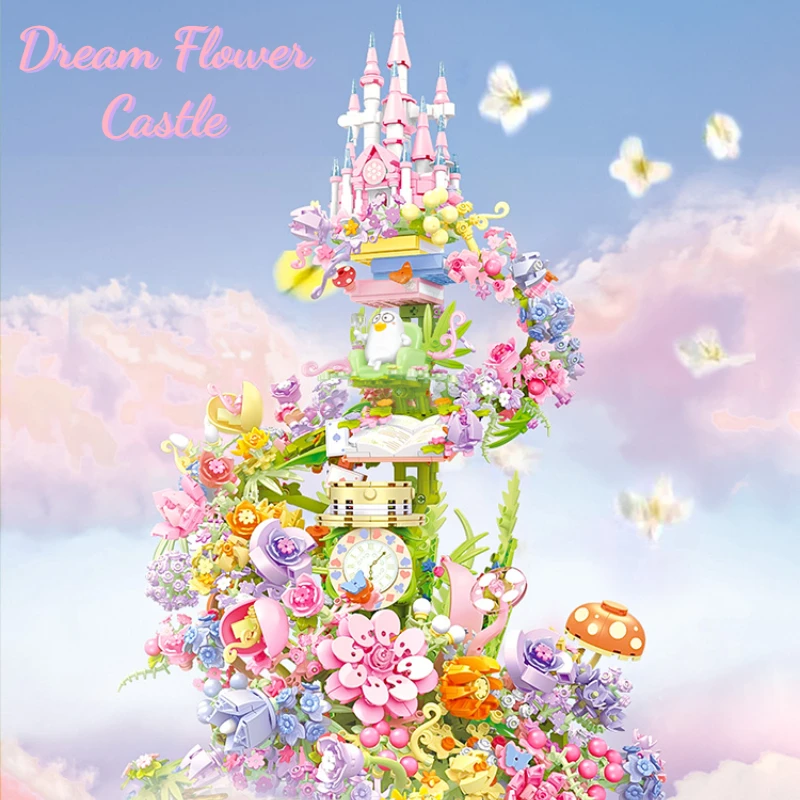 

SEMBO 3060 Pieces Fantasy Glowing Waterfall Flower Castle Building Bricks MOC Romantic Home Decor Bricks Girls Holiday Gift