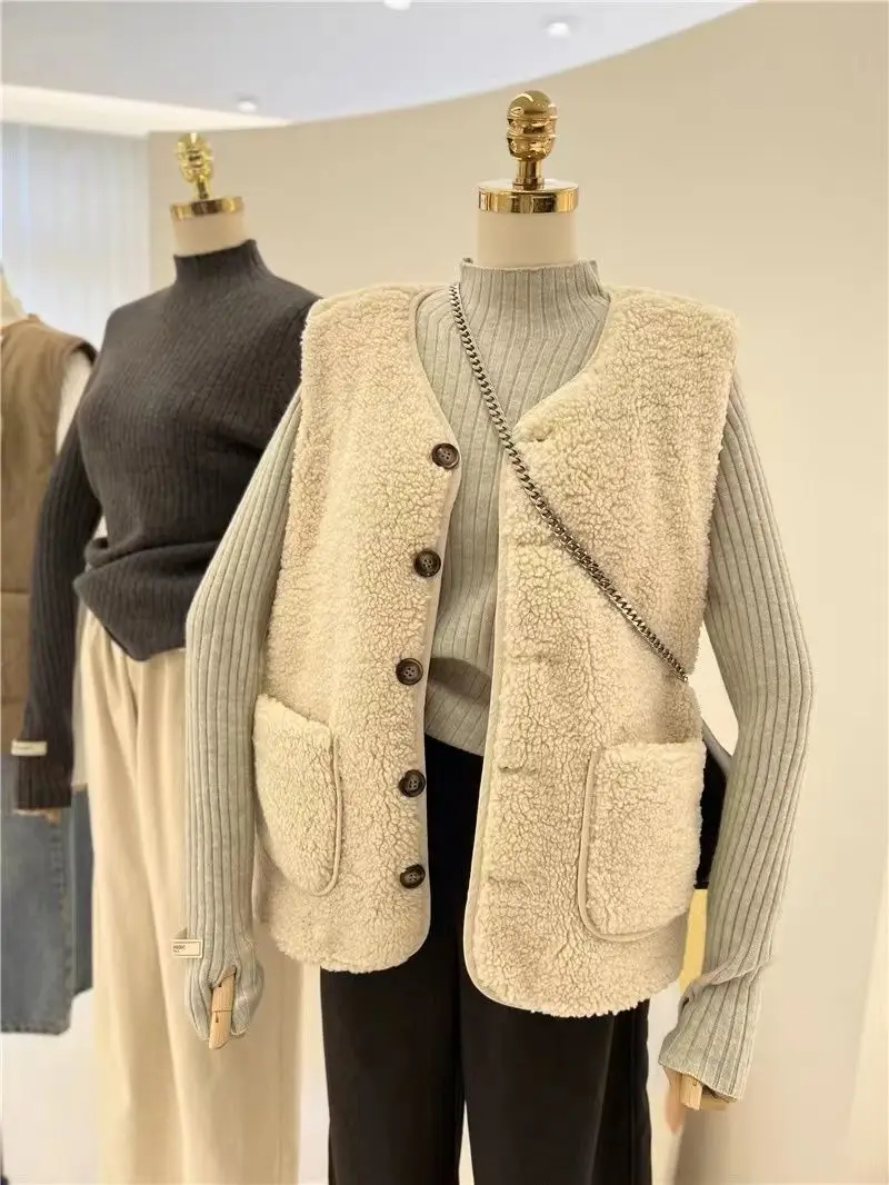 Двусторонний хлопковый жилет женское теплое пальто из овечьей шерсти зимнее