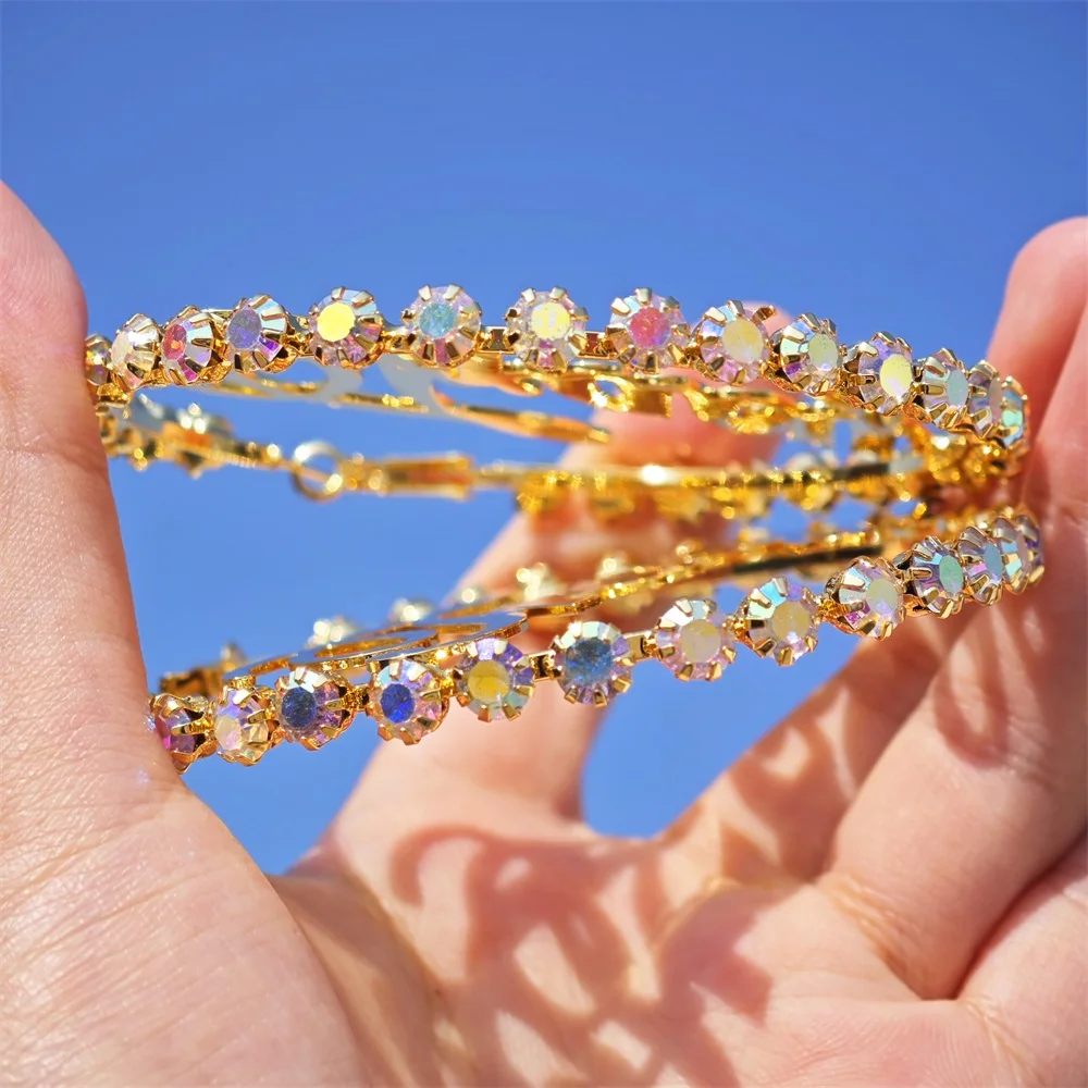 Fashion 18k Gold Plated Custom Name Hoop Earring Pave Diamond Personlized Letter Crystal Earrings Women Colorful Gifts Jewelry