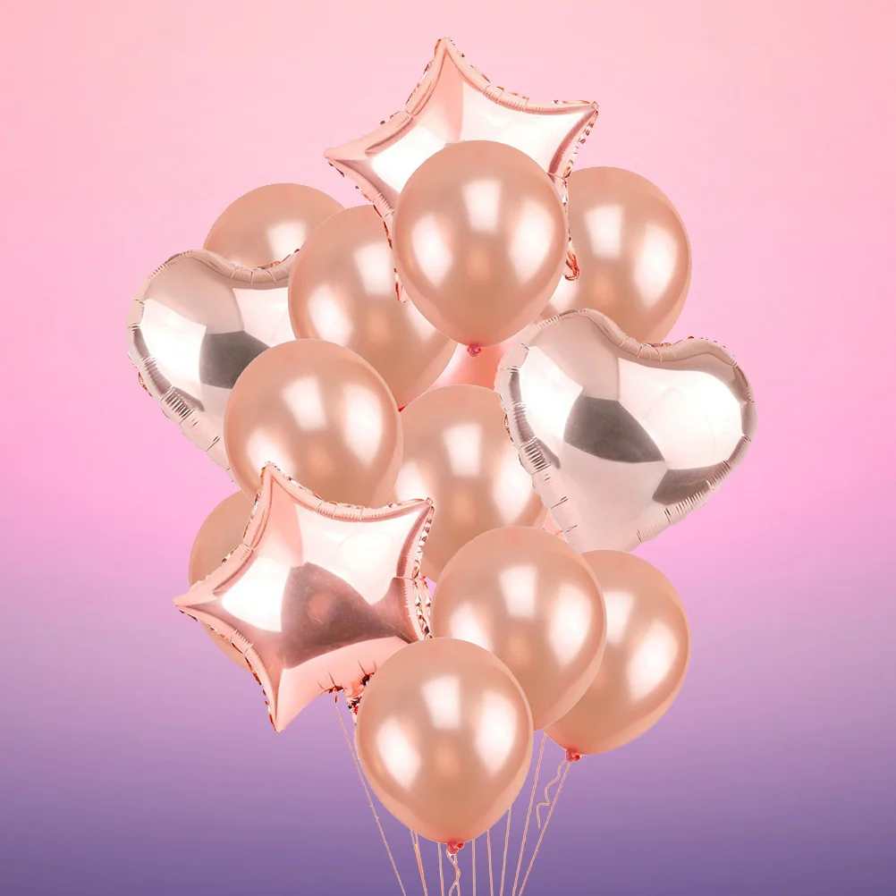 

16pcs Rose Balloons Color Balloons Wedding Balloons Heart Shape Balloons Star Shape Ballons
