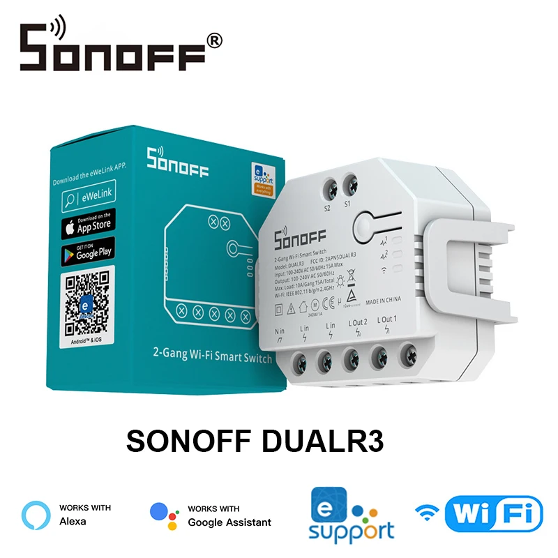 

SONOFF DUALR3/DUALR3 Lite Умный двухклавишный выключатель Wi-Fi