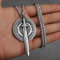 norse odin warrior viking sword shield necklace for men charm stainless steel viking rune pendant necklace scandinavian jewelry