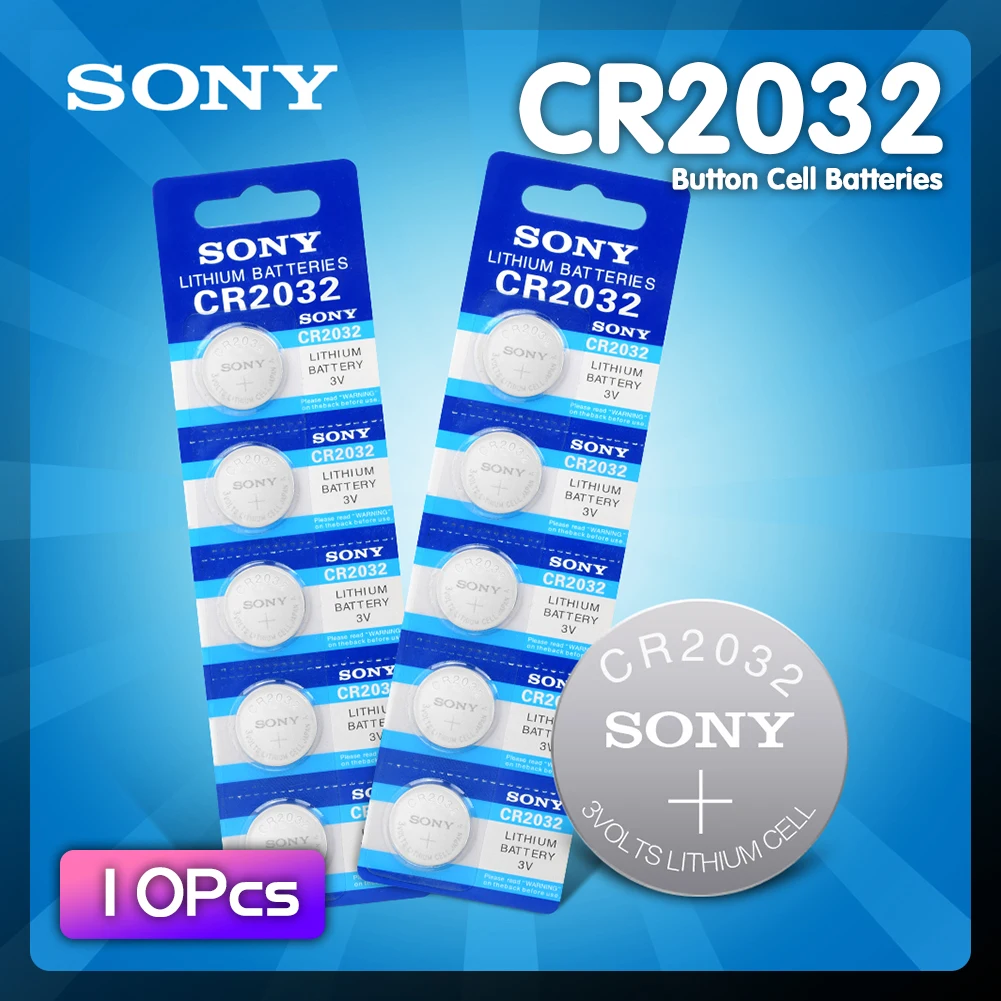 SONY 10 шт. CR2032 DL2032 ECR2032 BR2032 2032 CR 3 в Литиевые кнопочные элементы монетные батареи для