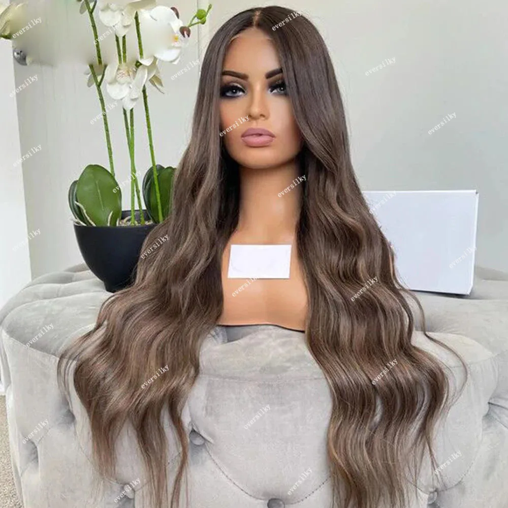 Loose Wavy Light ASH Brown 13X6  Lace Front 100% Human Hair Wigs for Women Glueless Pre Plucked 360 HD full Lace Frontal Wigs