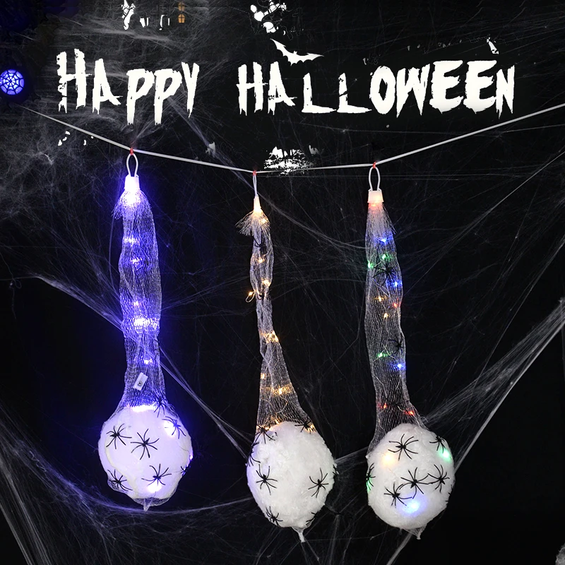 

Halloween Hanging Light up Spider Egg Sacs Outdoor Decoration Glowing Spider Web Egg Indoor Lighted Halloween Party Decoration
