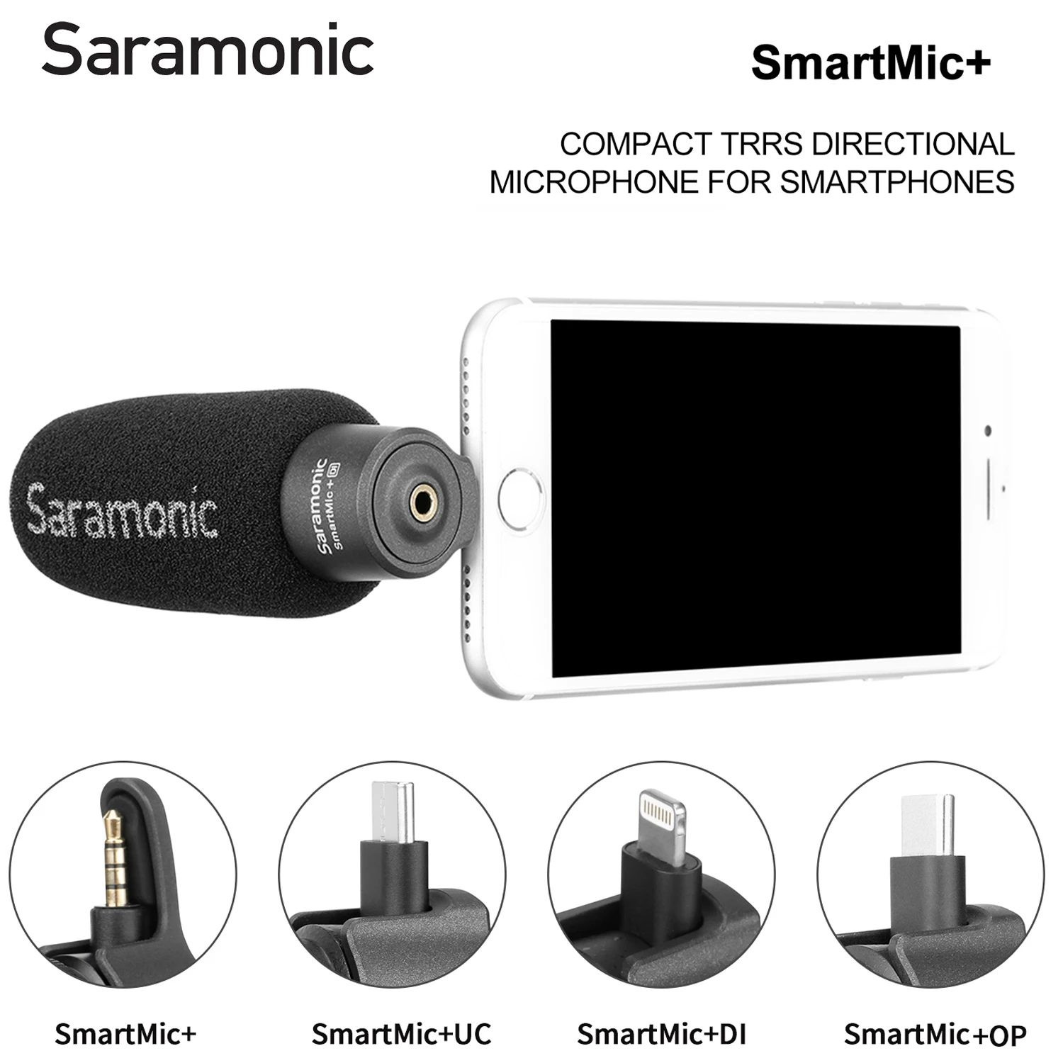 Saramonic SmartMic+ Cardioid Plug Play Condenser Microphone for PC Mobile TRRS TRS Type-C iOS Android Smartphones Streaming Vlog