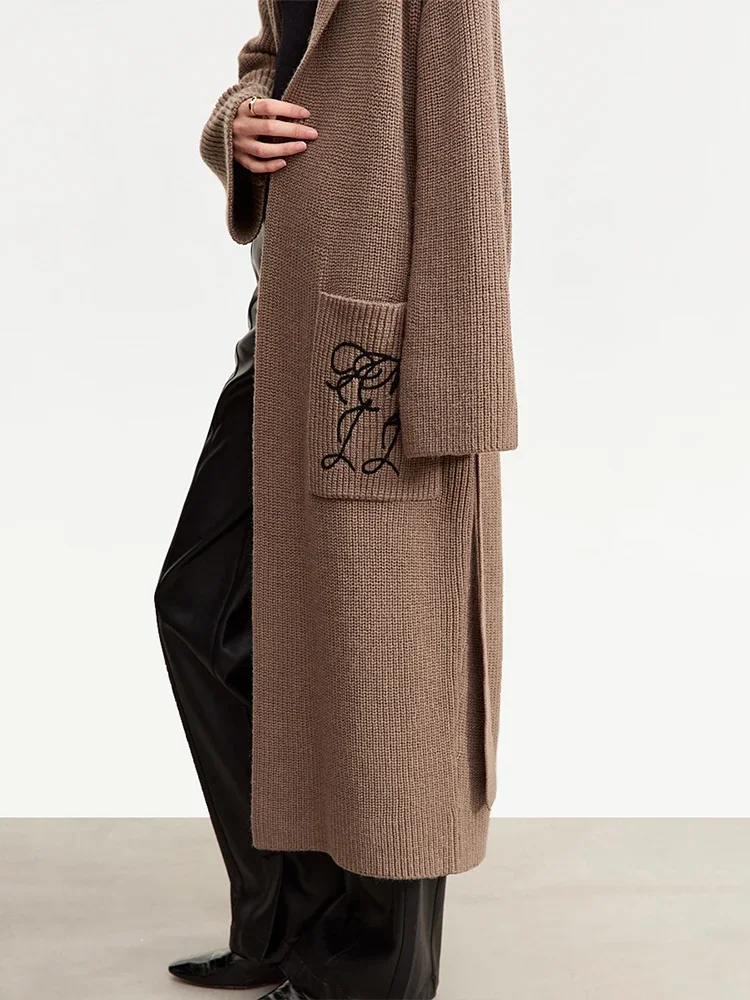 AMII женский шерстяной кардиган новинка зимы 2023 костюм с воротником лацканами и