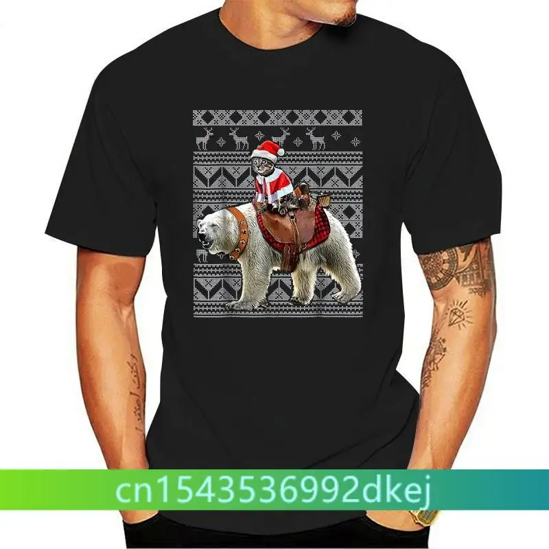 

Ugly Christmas Sweater Cat Polar Bear Cat Gifts Women T-Shirt Amazing Short Sleeve Unique Casual Short Sleeve Tops