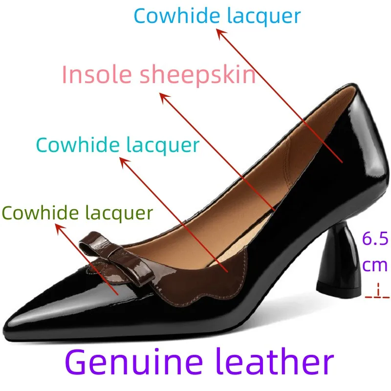 【JOCHEBED HU】Size 33-43 Natural Genuine Leather Women Heels Shoes Butterfly-knot Design Fashion Sexy Club Party High Heel Shoes