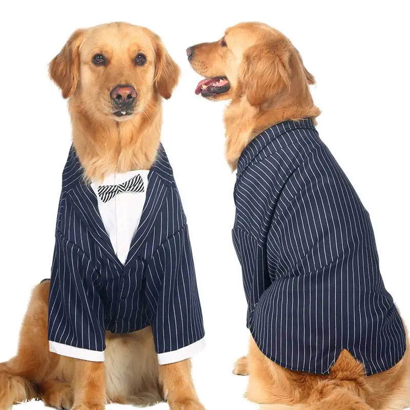 

Big Pet Striped Bow Tie Suit Large Formal Handsome Dog Clothing For Medium Large Dogs Clothing Pet Coat Pet Clothes Supplies New