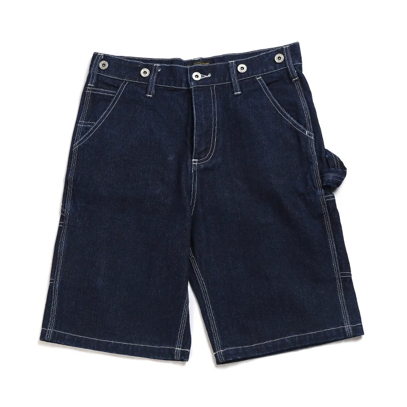

Vintage Denim Shorts for Men Straight Mid-waist Railroad Striped Overalls Summer Casual Menswear