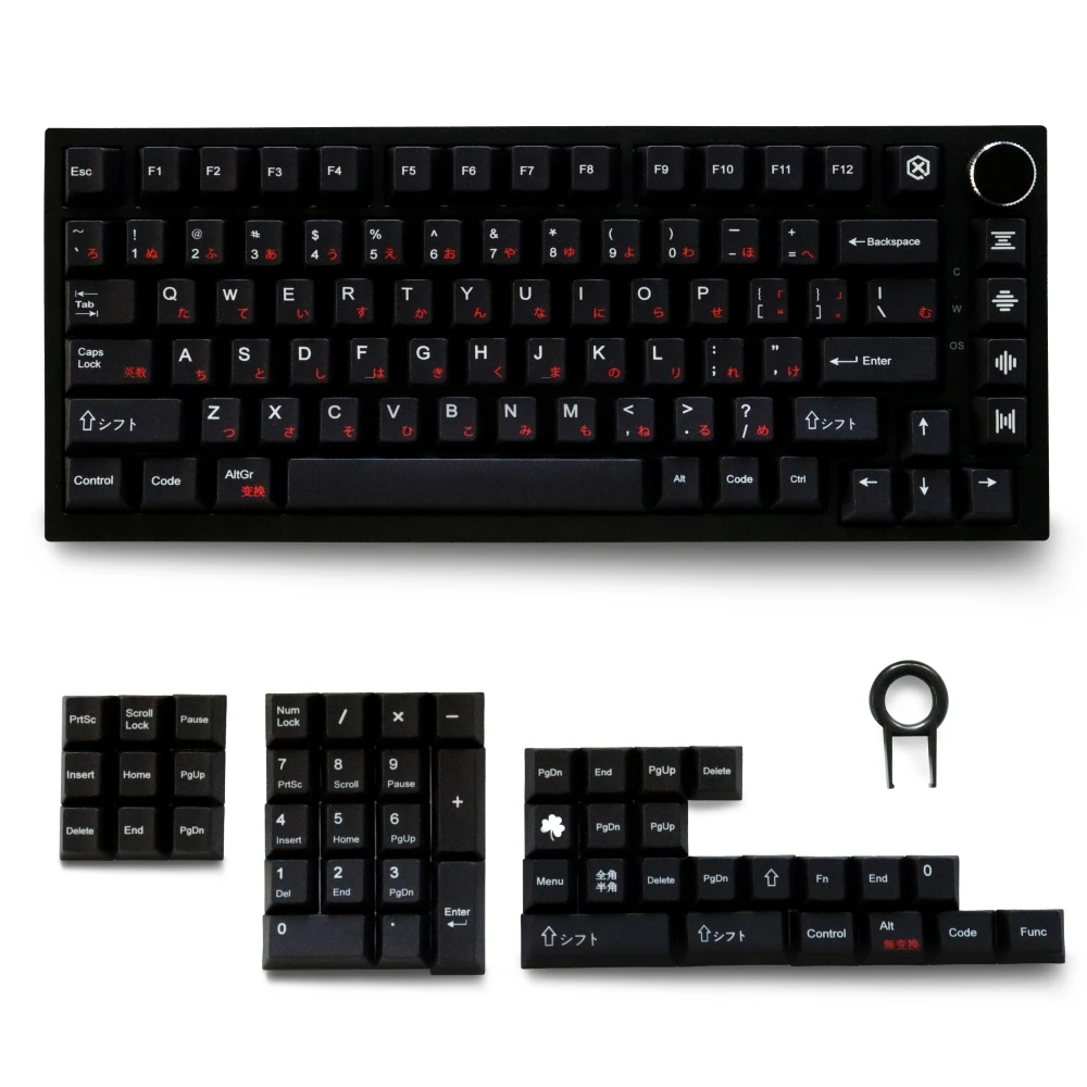 Фото Колпачки для клавиш Wob Red Cryllic, материал PBT, 129 клавиш, колпачки для клавиш с профилем Dye-Sub Cherry для механической клавиатуры 61/87/104/108 Mx Switch №1