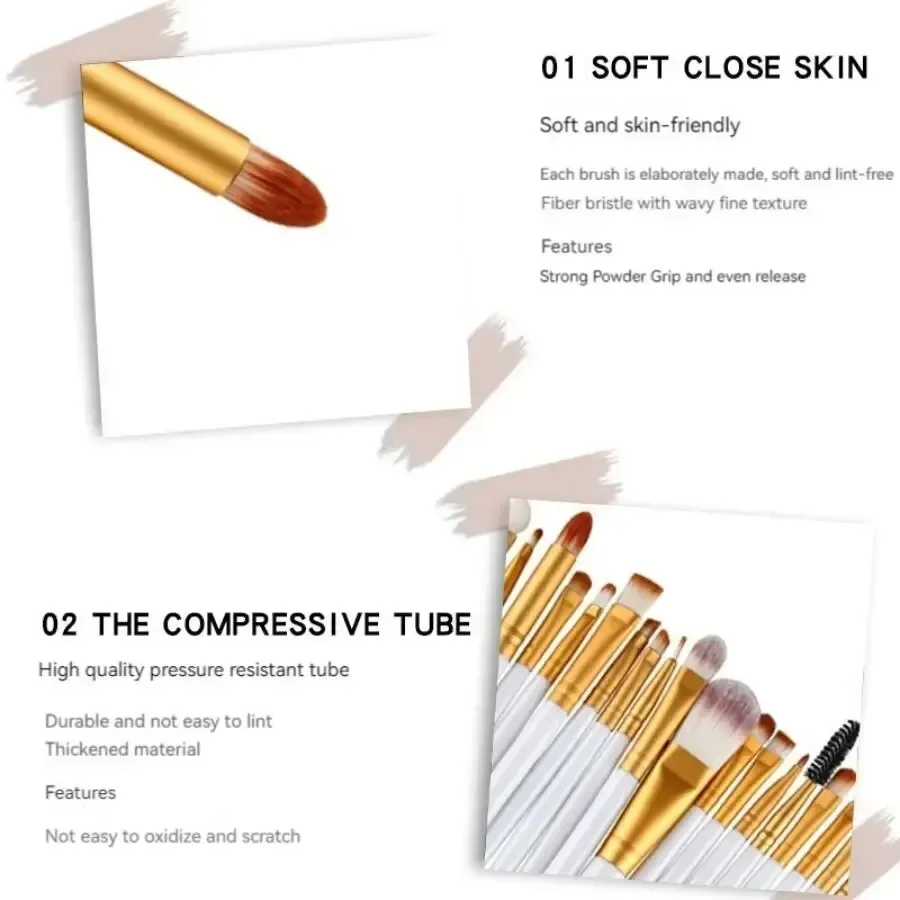 20 шт. кисти для макияжа портативная кисть румян теней пудры полный набор