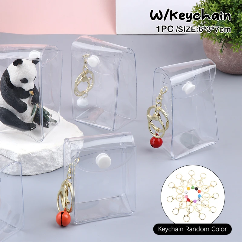

Transparent PVC Mini Anime Doll Display Bag Coin Purse Pendant Square Pouch Organizer Wallet Key Lipstick Earphone Storage Bag