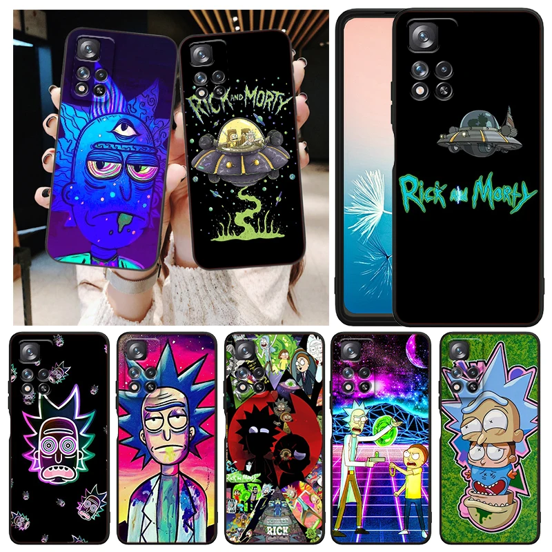 

Ricks Morts Anime Cartoon Phone Case For Xiaomi Redmi Note 12 11E 11S 11 11T 10 10S 9 9T 9S 8T 8 Pro Plus 5G Black TPU Cover