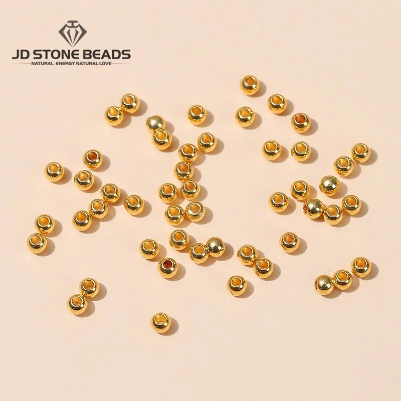 50 Pcs/lot 4mm Golden Copper Round Spacer Beads For Jewelry Making Diy Handmade Bracelet Necklace Beading Accessories Supplies