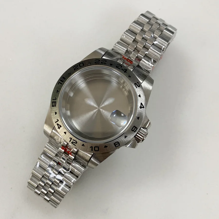 

39MM Stainless Steel Case + Strap Vintage Nh35 Case Sapphire Magnifying Glass Suitable for NH35/36 Movement