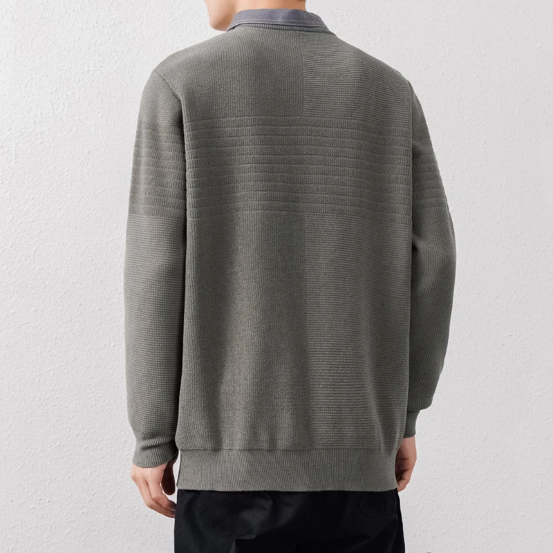 Утолщенный свитер с лацканами мужской приталенный крой теплая внутренняя одежда