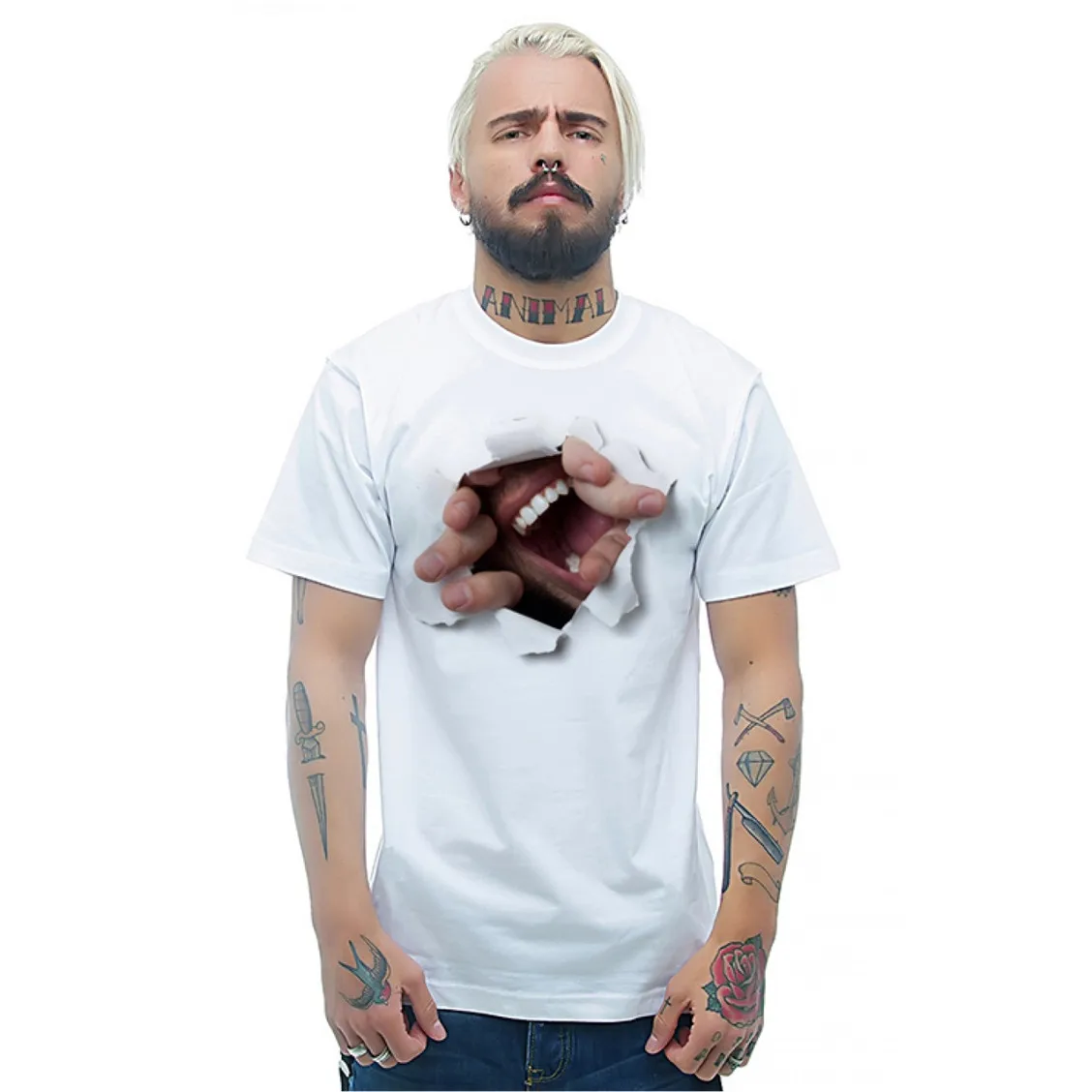 

Men's Breakthrough Shirt Graphic T-Shirt For Man Cartoon Print White Cotton Unisex Casual Crew Neck Male Tee